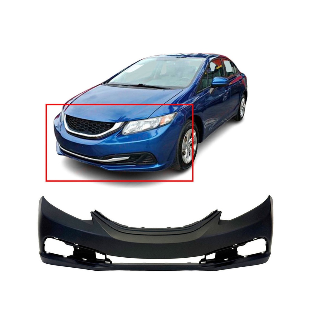 Front Bumper Cover for 2013 2014 2015 Honda Civic Sedan 13-15 Primed