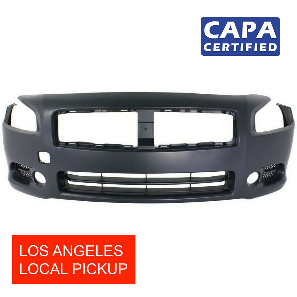 Front Bumper Cover For 2009-2014 Nissan Maxima w/ fog lamp holes Primed CAPA