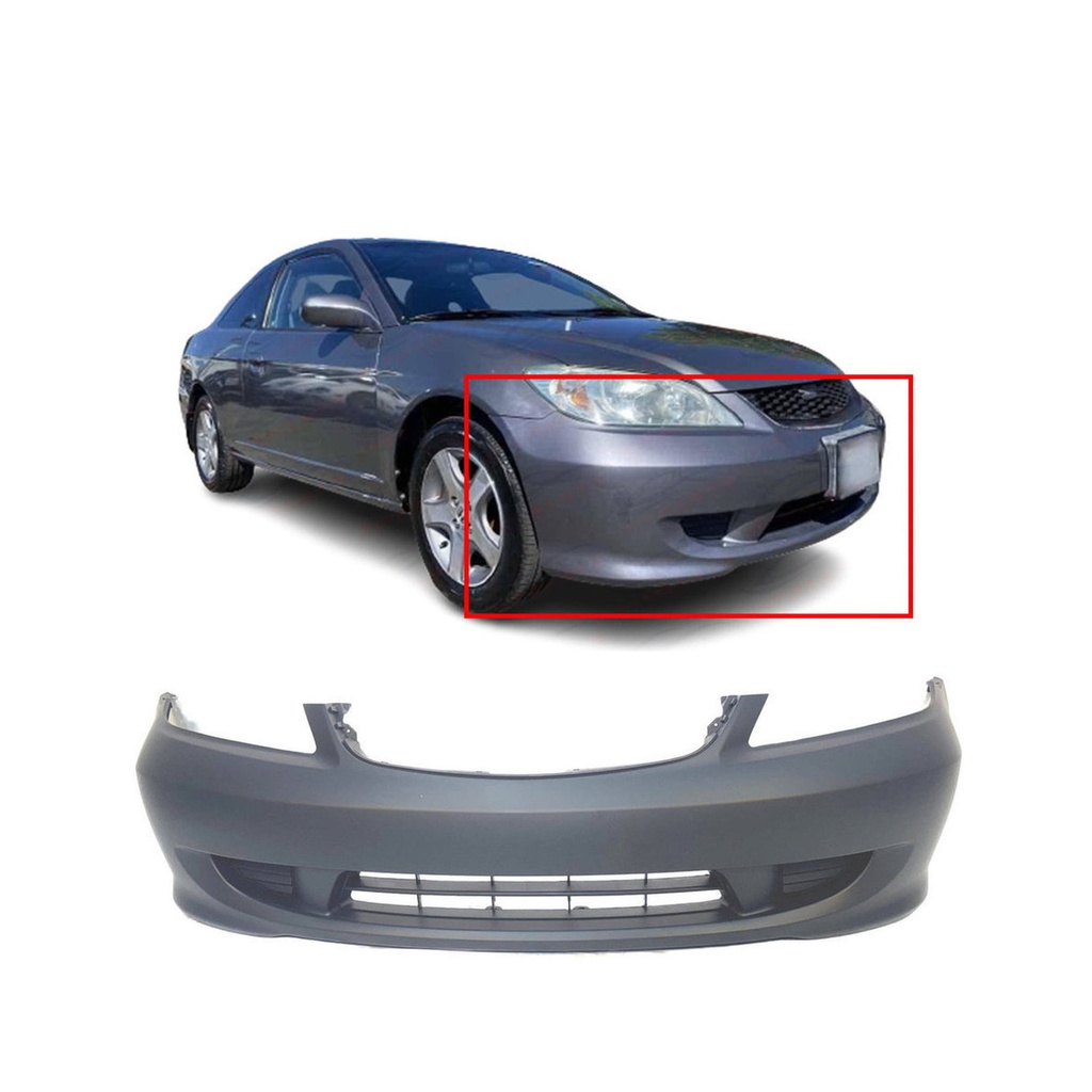 Primed Front Bumper Cover for 2004-2005 Honda Civic Sedan Coupe 04711S5AA91ZZ