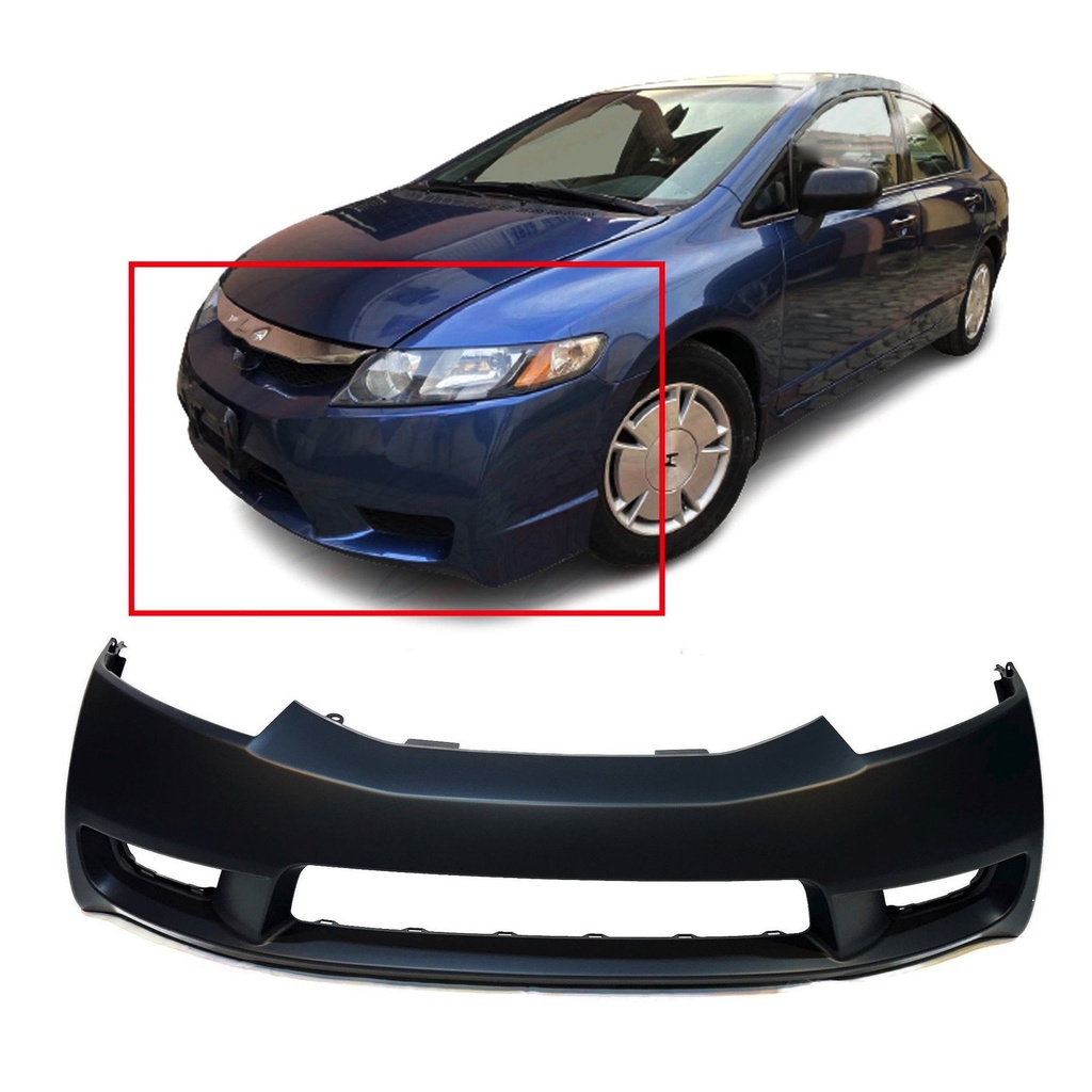 Primed Front Bumper Cover Fascia for 2009-2011 Honda Civic Sedan 04711SNAA90ZZ