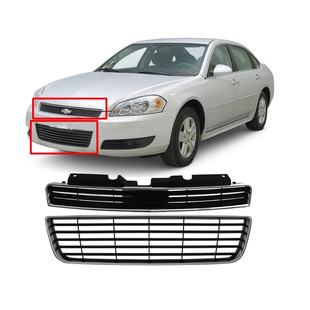 Front Grilles Kit For Chevrolet Impala 2006-2011 LS, LT, LTZ 10333709 10333711