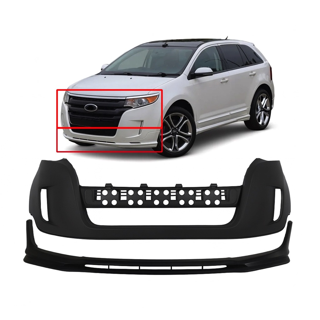 Front Bumper Cover Kit For Ford Edge 2011-2014 Sport Models, W/O Park Hls