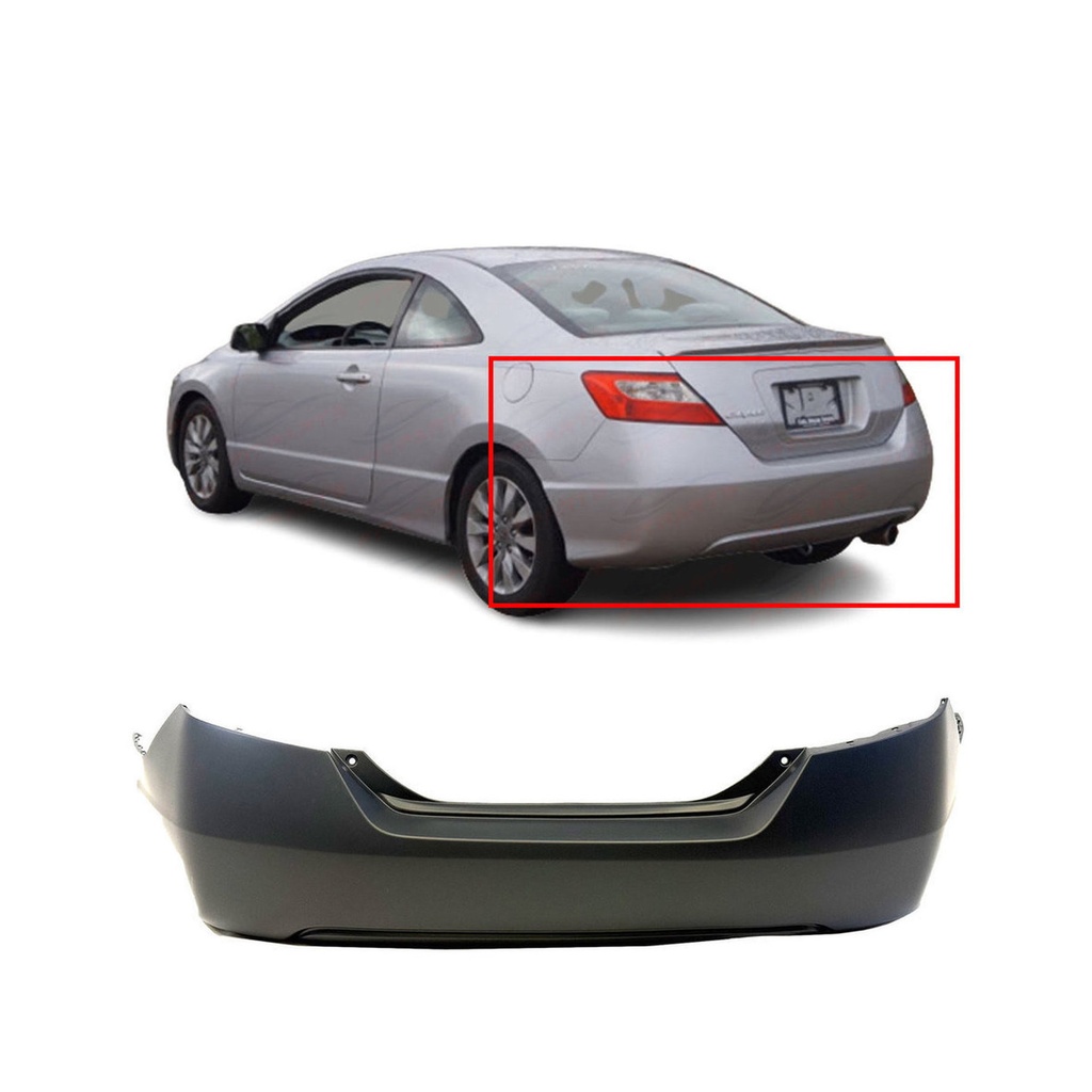 Primed Rear Bumper Cover for 2006-2011 Honda Civic Coupe 04715SVAA90ZZ HO1100234