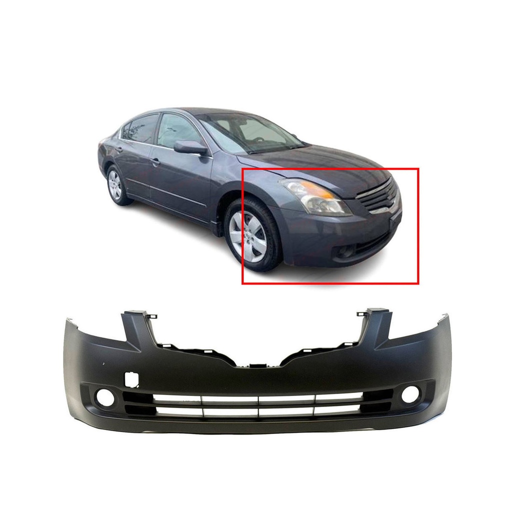 Primed Front Bumper Cover Fascia for 2007-2009 Nissan Altima Base Hybrid SE S SL