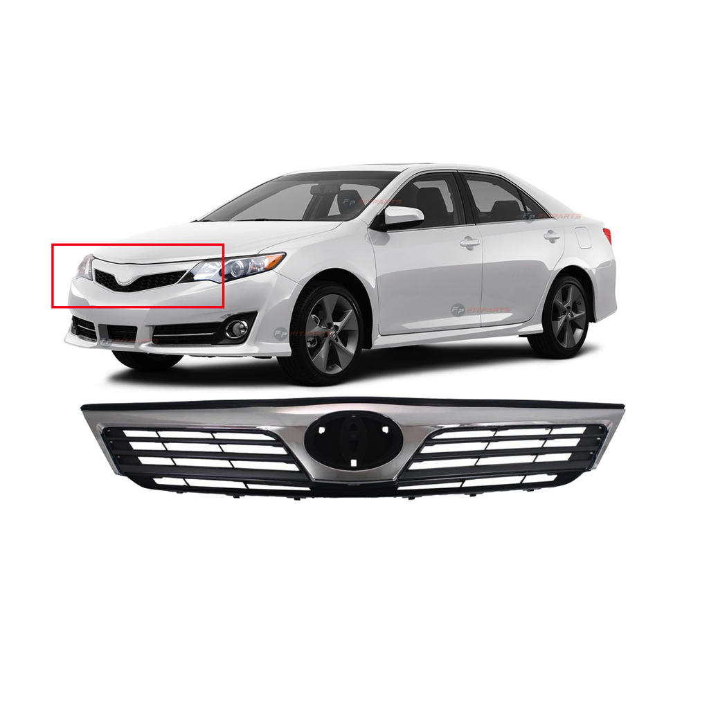 Front Upper Grille For Toyota Camry 2012-2014 Chrome W/Black Insert