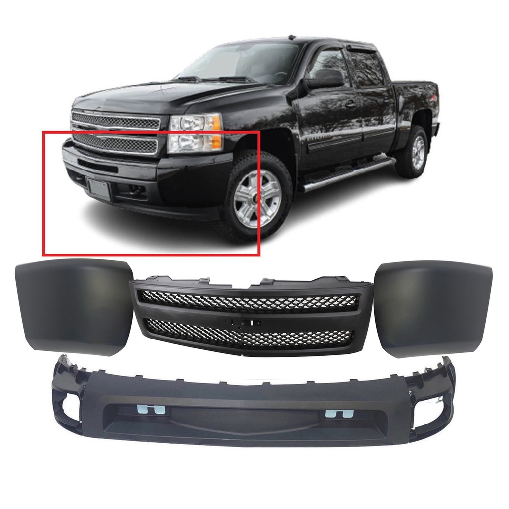Front Bumper Cover & Grille Kit for 2007-2013 Chevy Silverado 1500
