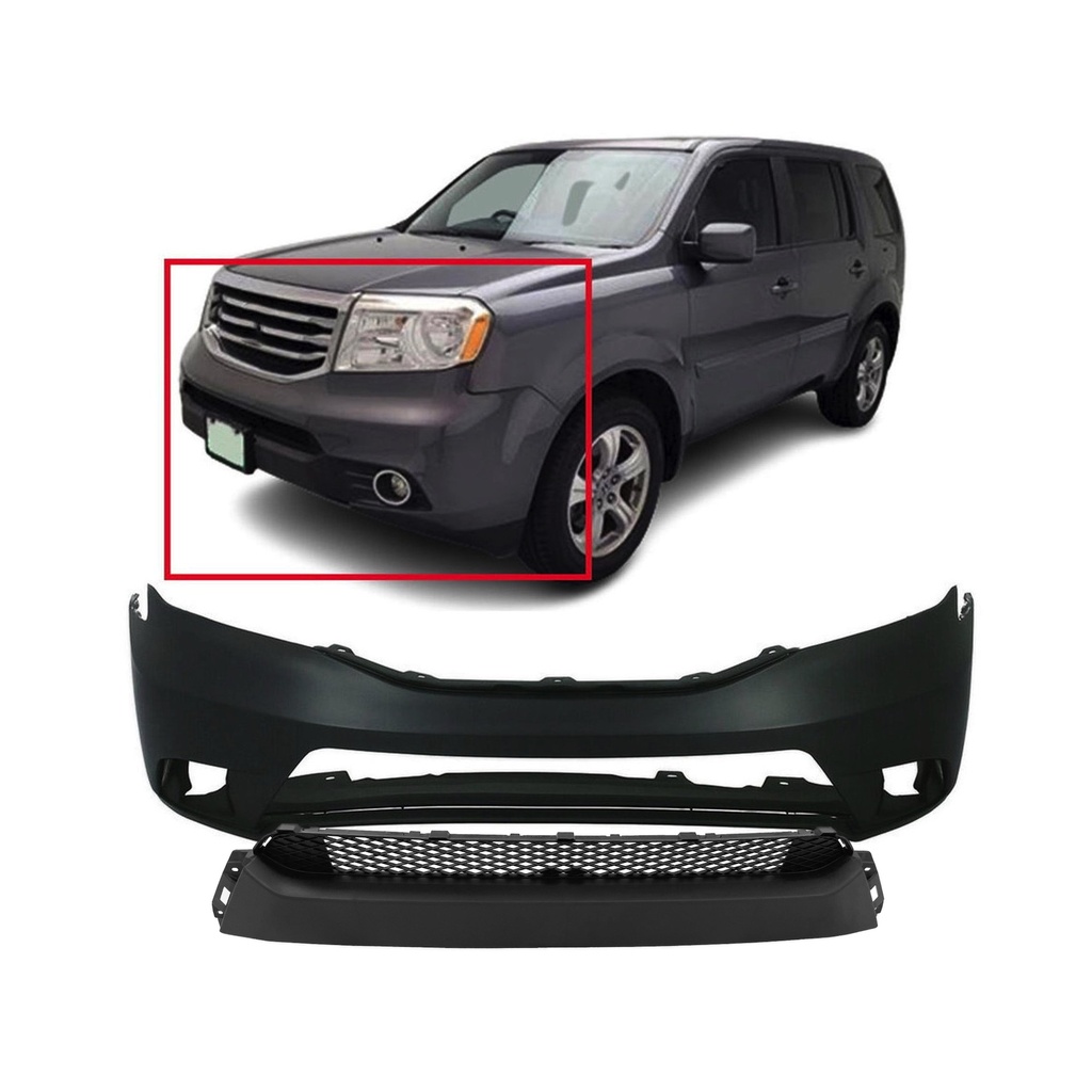 Front Bumper Cover For 2012-2015 Honda Pilot w fog Light holes