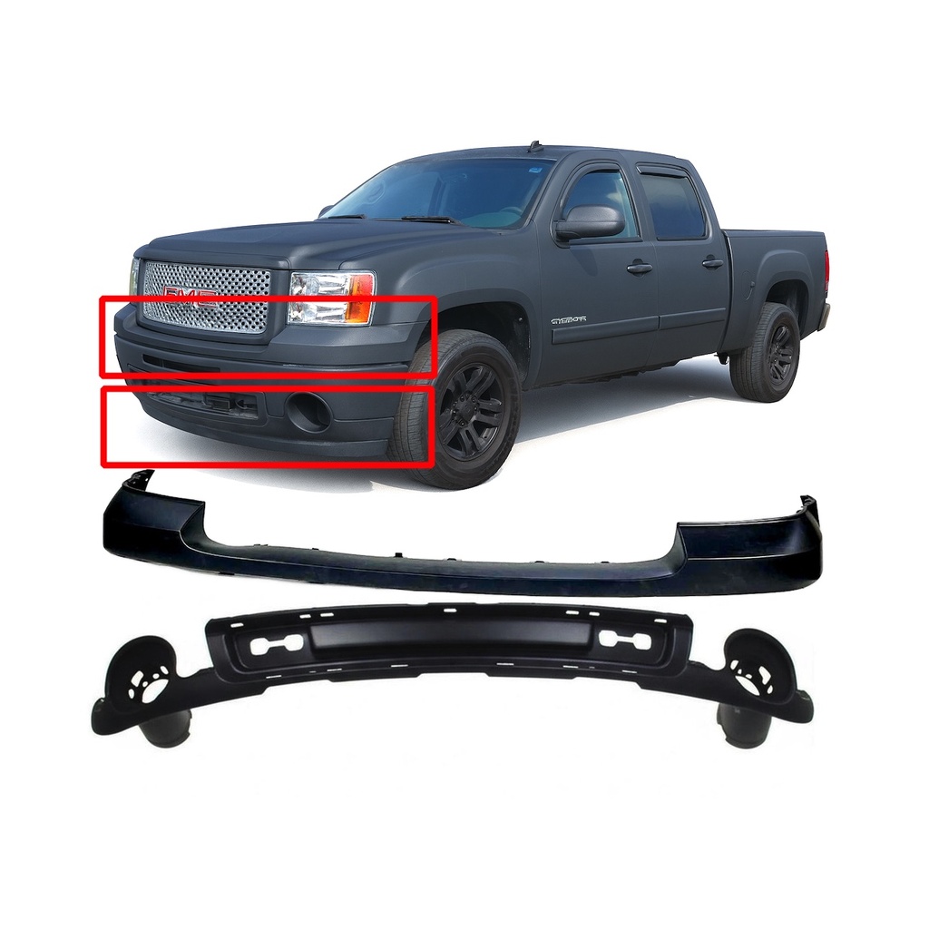 Front Bumper Cover Kit for GMC Sierra 1500 2007-2013 Air Deflector Valance