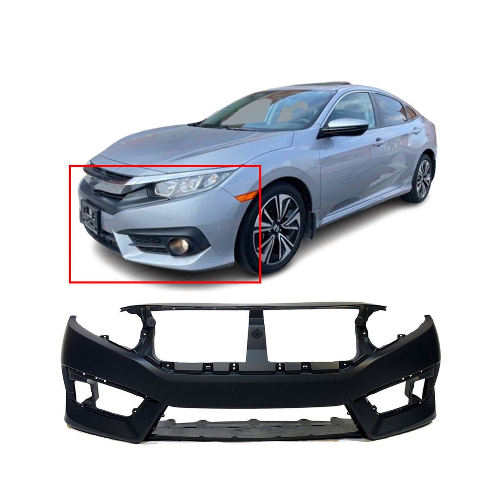 Primed Front Bumper Cover for 2016-2018 Honda Civic Sedan Coupe 04711TBAA00ZZ