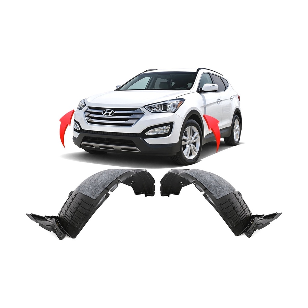 Set of 2 Front Fender Liners for Hyundai Santa Fe 2013-2016 HY1248129