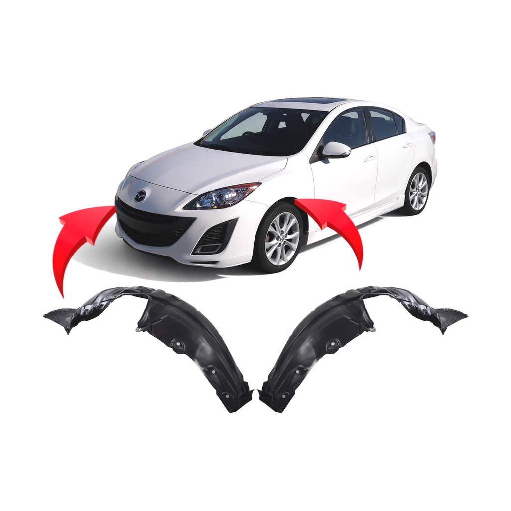 Set of 2 Front Fender Liners for Mazda 3 2010-2013 MA1248139 MA1249139