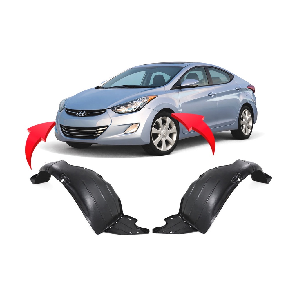 Set of 2 Front Fender Liners for Hyundai Elantra 2011-2013 HY1248125 HY1249125