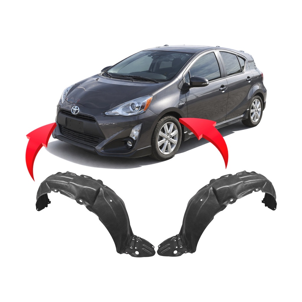 Set of 2 Front Fender Liners for Toyota Prius C 2012-2014 TO1248185 TO1249185