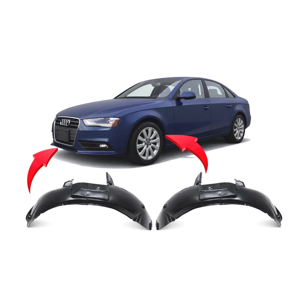 Set of 2 Front Fender Liners for Audi A4 2013-2016 AU1248128 AU1249128
