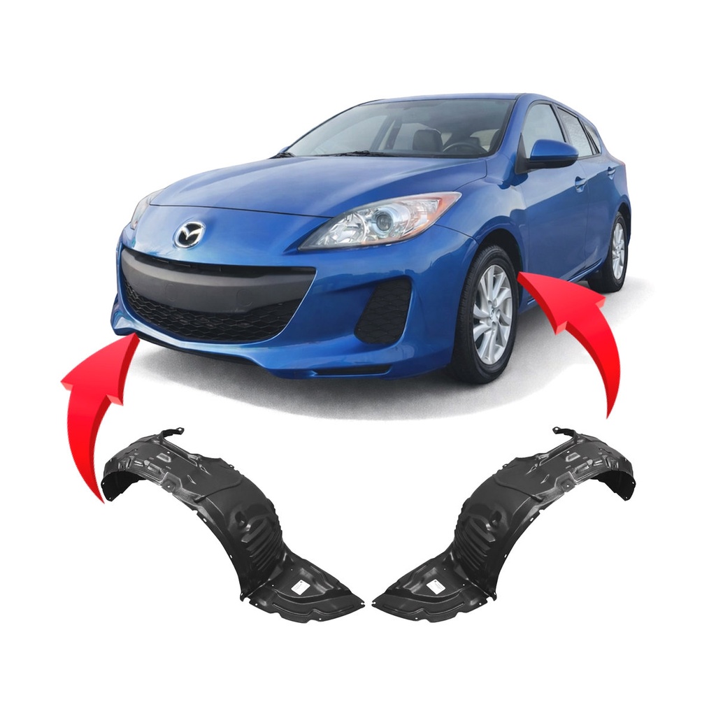 Set of 2 Front Fender Liners for Mazda 3 2010-2013 MA1248140 MA1249140