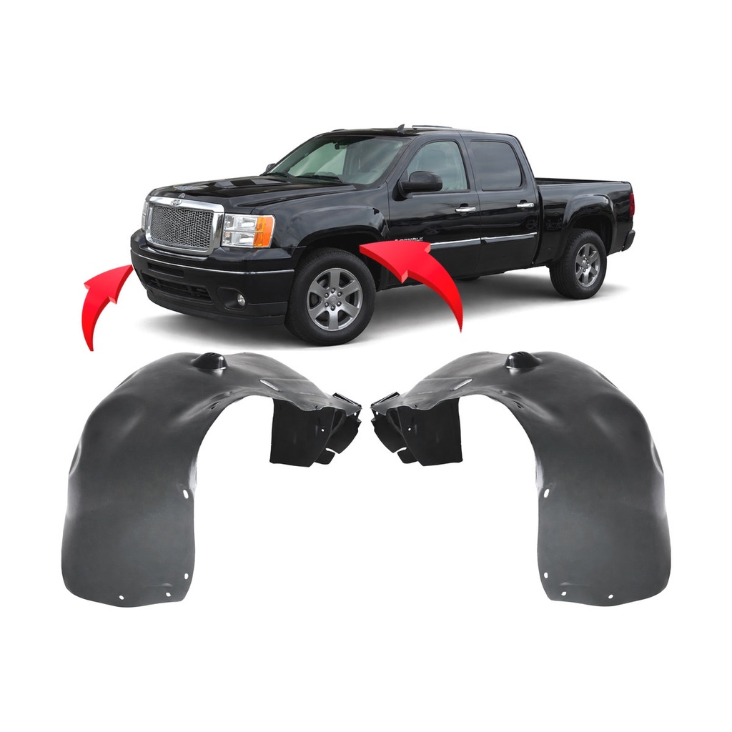 Set of 2 Front Fender Liners for GMC Sierra 1500 2007-2013 GM1248189 GM1249189
