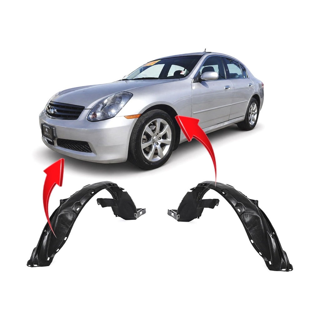 Set of 2 Front Fender Liners for Infiniti G35 2007-2008 IN1248107 IN1249107