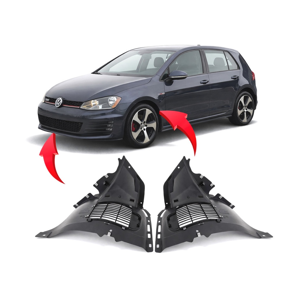 Set of 2 Front Fender Liners for Volkswagen Golf R 2015-2019 VW1248125 VW1249125