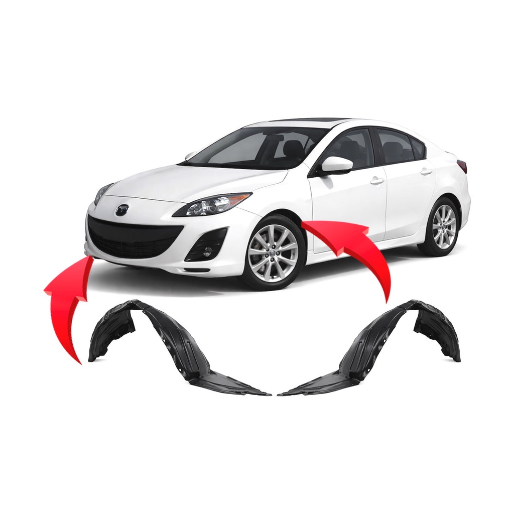 Set of 2 Front Fender Liners for Mazda 3 2010-2011 MA1248138 MA1249138