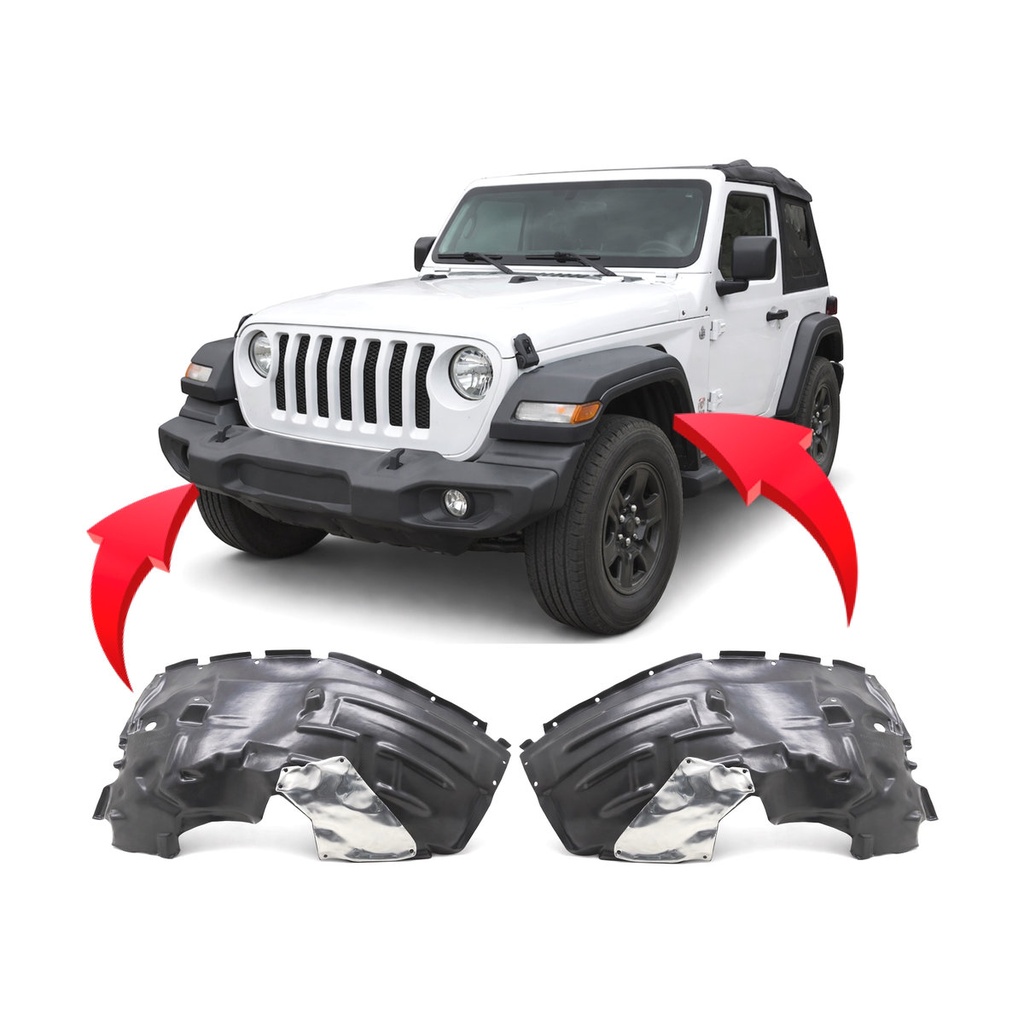 Set of 2 Front Fender Liners for Jeep Wrangler 2019-2024 CH1248199 CH1249199