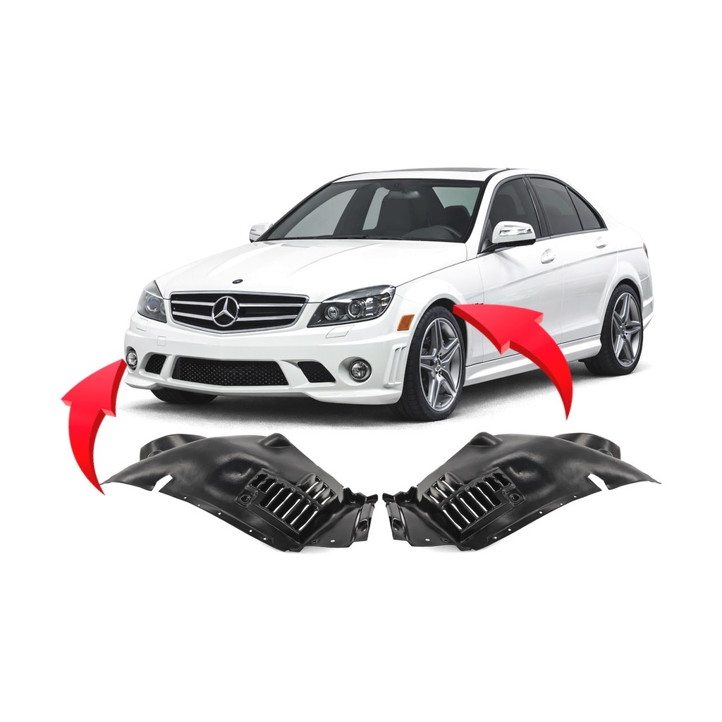 Set of 2 Front Fender Liners for Mercedes-Benz C63 AMG 2008-2015 MB1248147