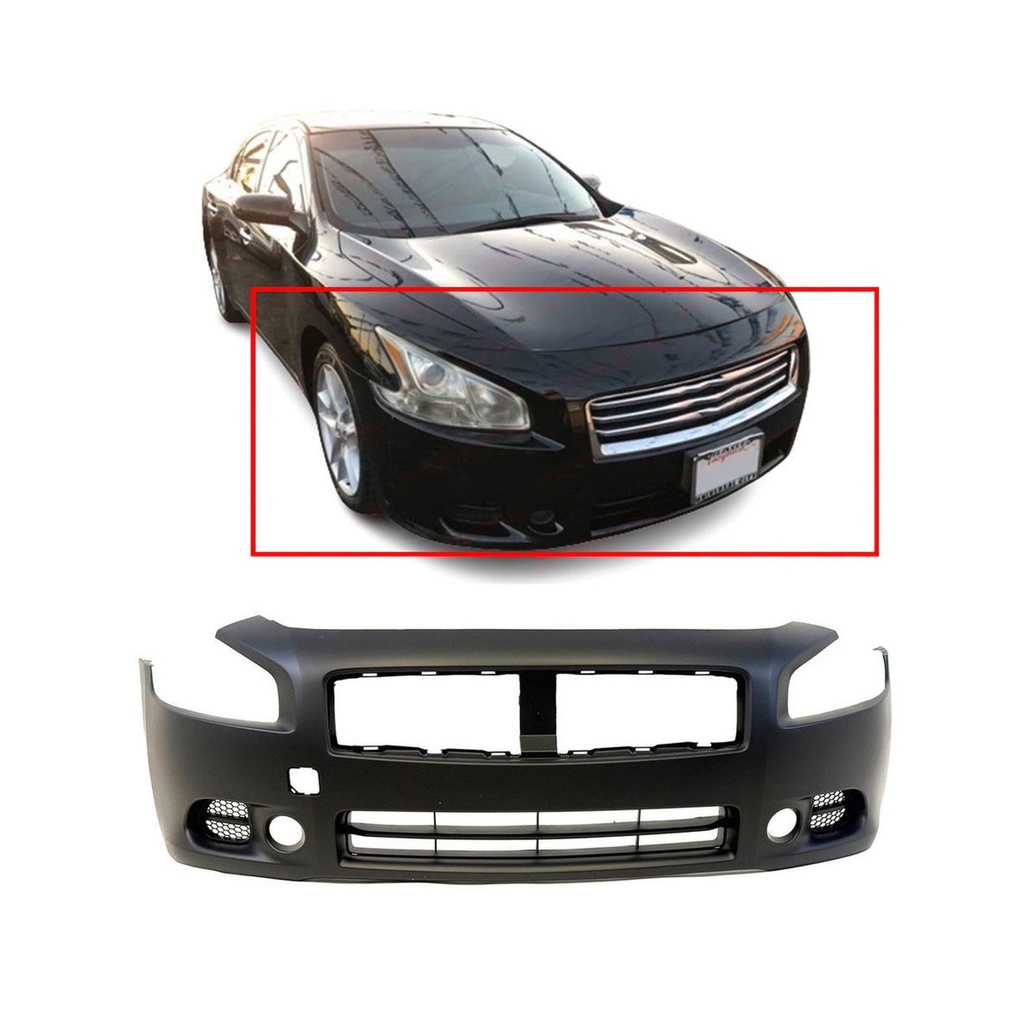 Front Bumper Cover For 2009-2014 Nissan Maxima w/ fog lamp holes Primed
