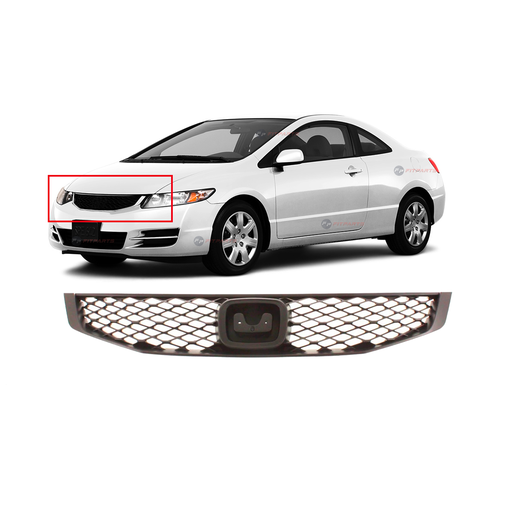 [HO1200199] Front Upper Grille For Honda Civic Coupe 2009-2011 DX EX LX Si, 71121SVAA50