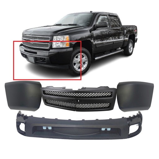 [GM1092192K5] Front Bumper Cover & Grille Kit for 2007-2013 Chevy Silverado 1500