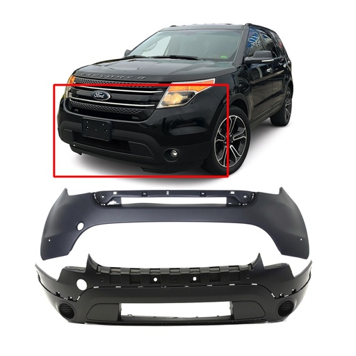 [FO1014108K2] Front Bumper Cover Kit for Ford Explorer 2011-2015 Primed BB5Z17D957BPTM