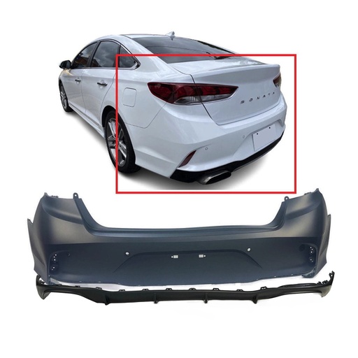 [HY1100219K1] Primed Rear Bumper Cover Kit for 2018 2019 Hyundai Sonata Ultimate SE SEL Eco