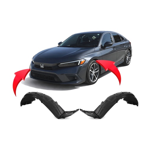 [HO124-201] Set of 2 Front Fender Liners for Honda Civic 2022-2024 HO1248201 HO1249201