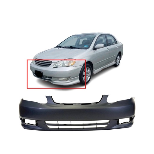 [TO1000240] Primed Front Bumper Cover Fascia for 2003-2004 Toyota Corolla CE LE 5211902915