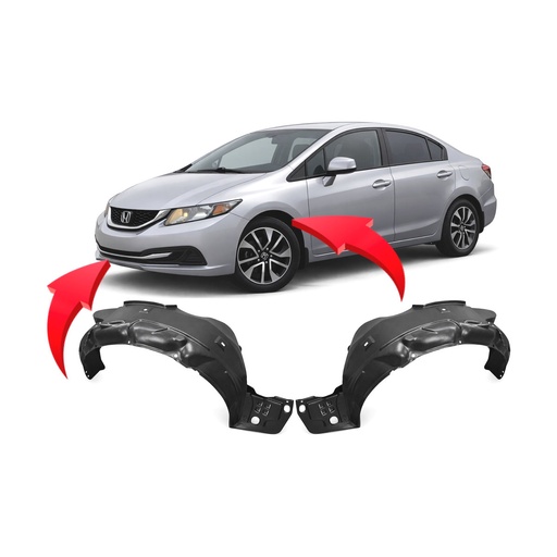 [HO124-143] Set of 2 Front Fender Liners for Honda Civic 2012-2015 HO1248143 HO1249143