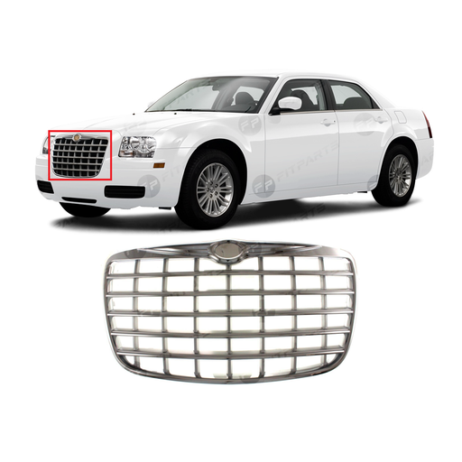 [CH1200275] Grille Chrome Silver for Chrysler 300 2005-2010 2.7L 3.5L 4805926AB, 4805926AC