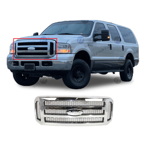 [FO1200456] Grille Chrome Painted Gray for Excursion F250 F350 F450 F550 2005-2007 FO1200456